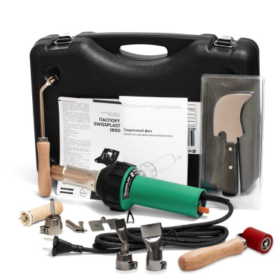 Профессиональный фен для сварки ПВХ SWISSPLAST 1600S Professional 1600Вт, полный комплект
